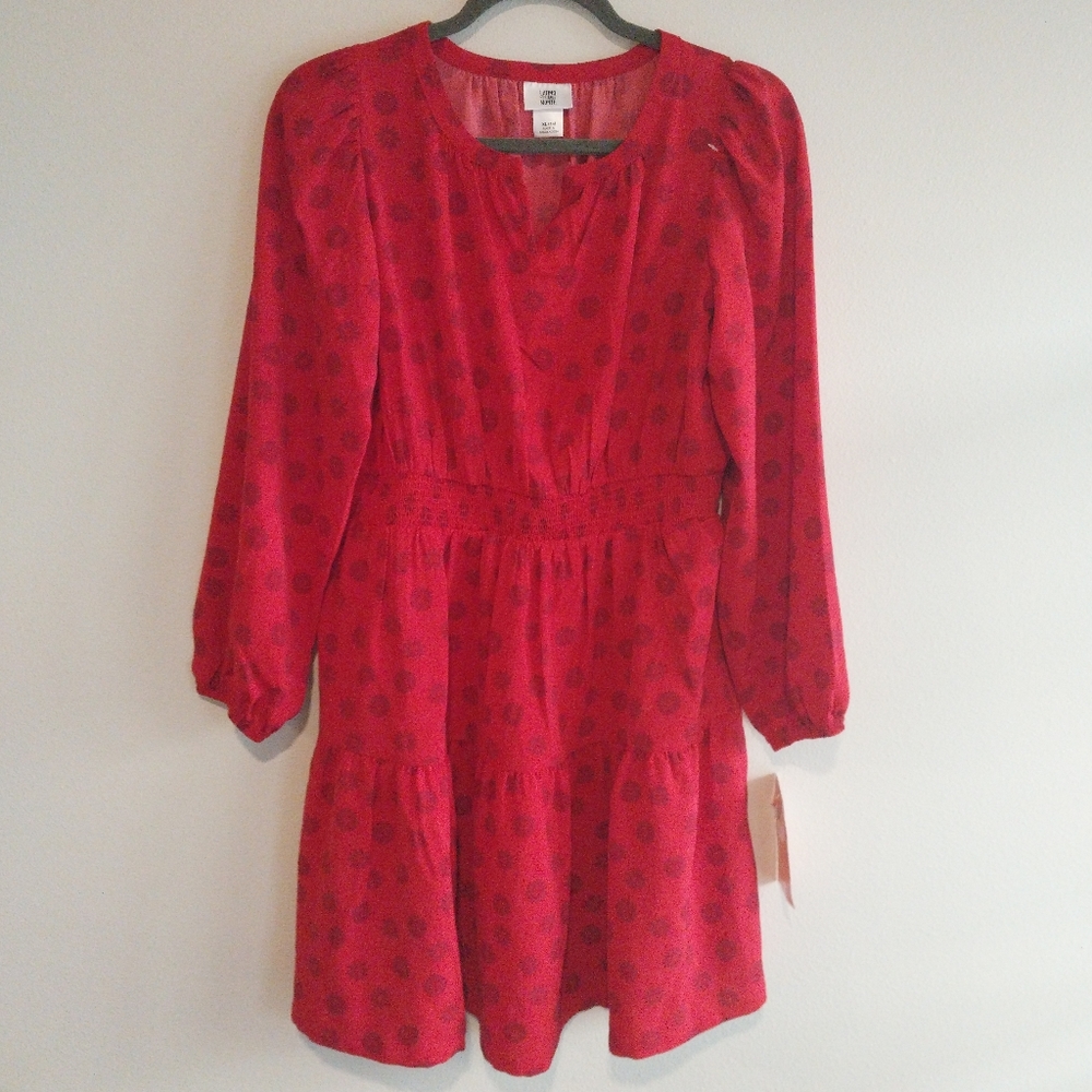 Latino Heritage Month Red Floral Tiered Smocked Waist Babydoll Dress